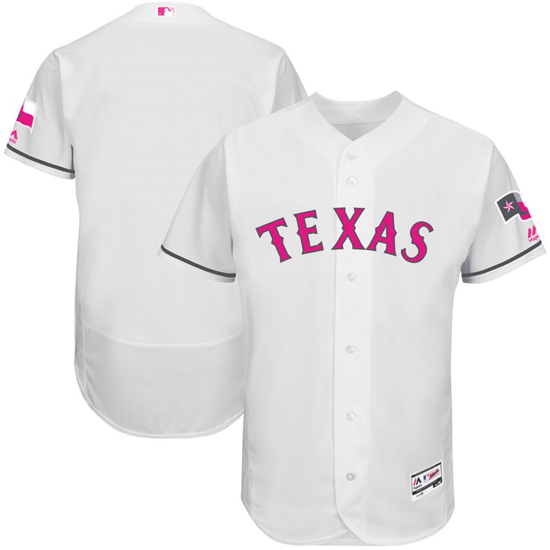 2017 Mother's Day Men Texas Rangers White Flex Base Team Jersey