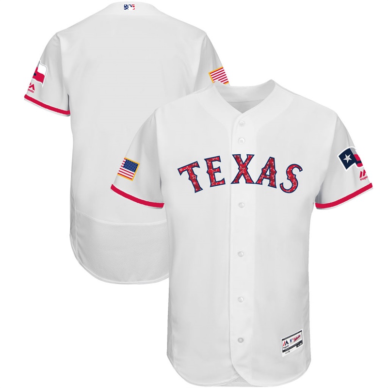 Independence Day Men Texas Rangers White 2017 Stars & Stripes Flex Base Team Jersey