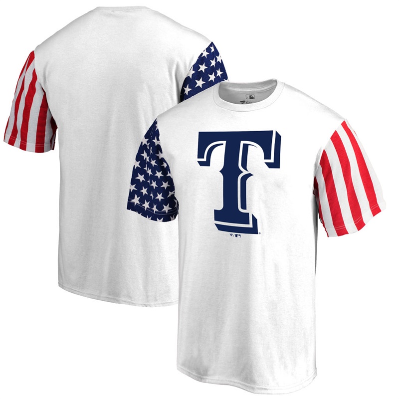 Texas Rangers White Stars & Stripes T-Shirt -  Men