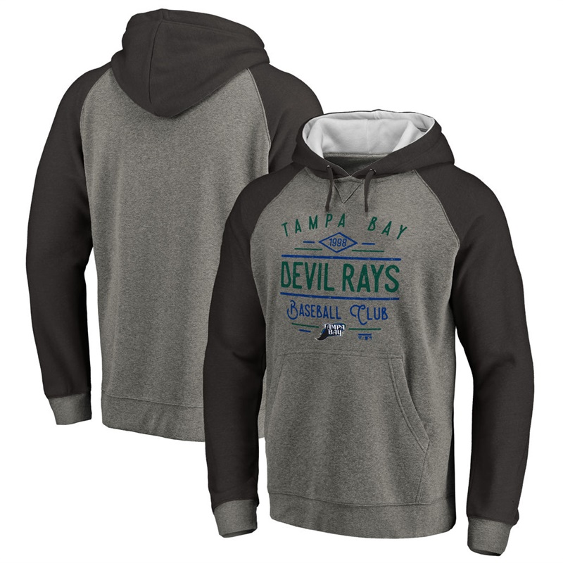 Men Tampa Bay Rays Ash Tri-blend Doubleday Raglan Pullover Hoodie