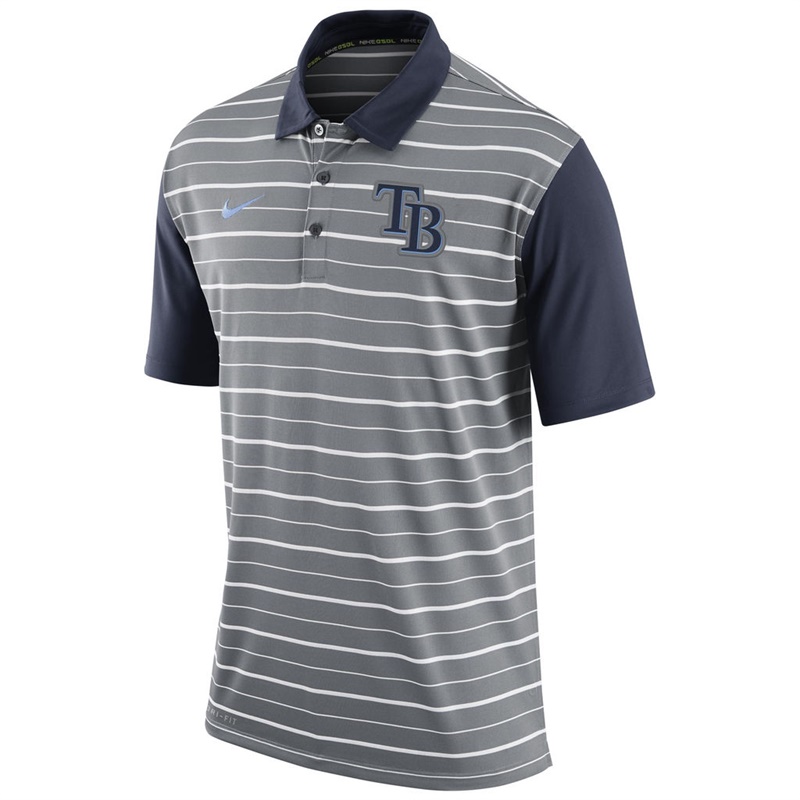 Men Tampa Bay Rays Gray Dri-FIT Stripe Polo Shirt