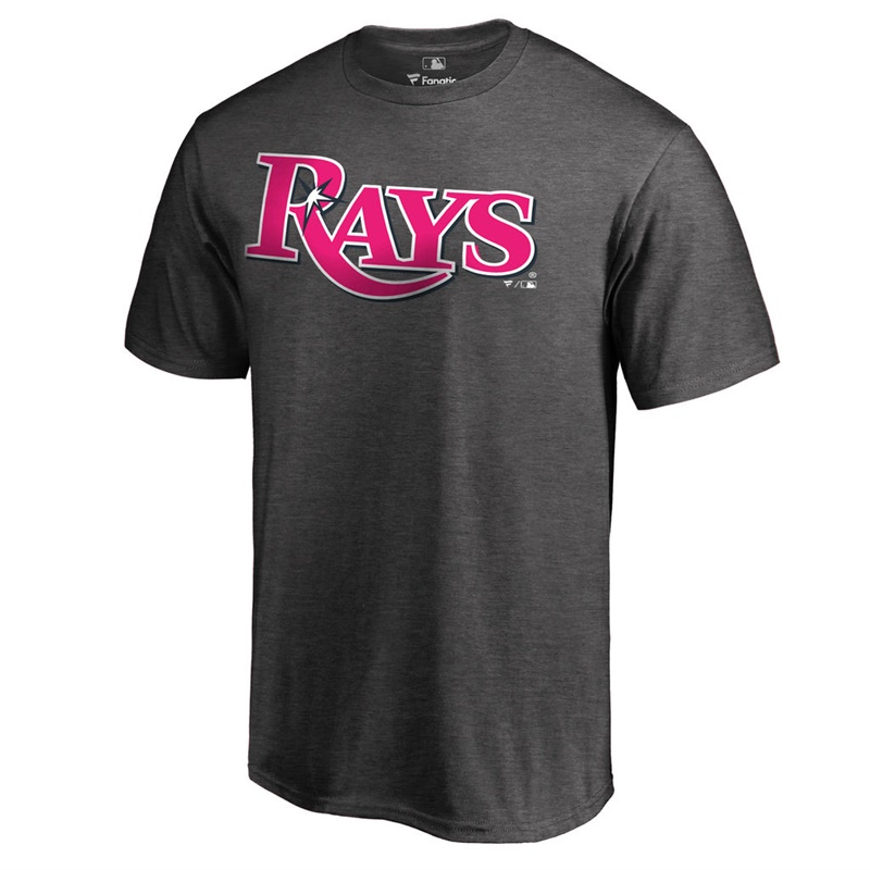 Men 2017 Mother's Day Tampa Bay Rays Pink Wordmark Heather Gray T-Shirt