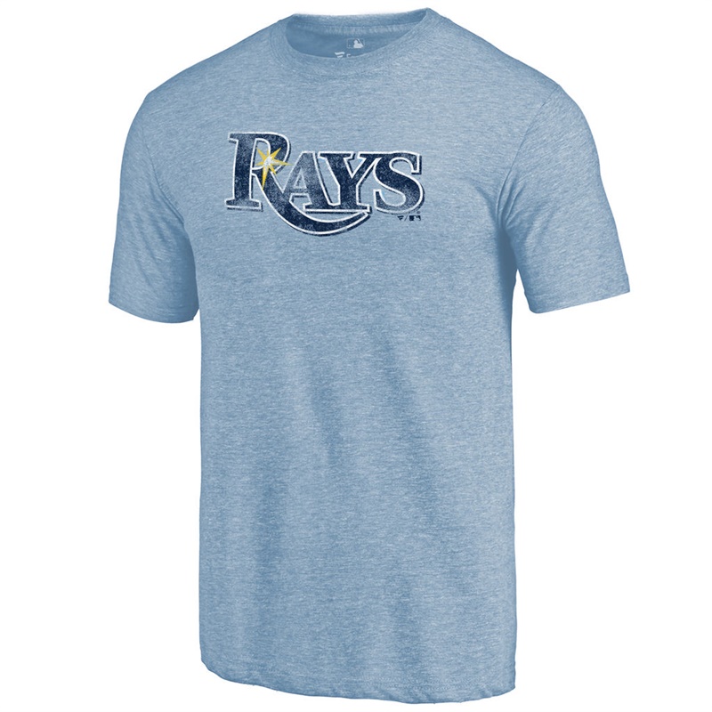 Men Tampa Bay Rays Tri-Blend Distressed Team Light Blue T-Shirt