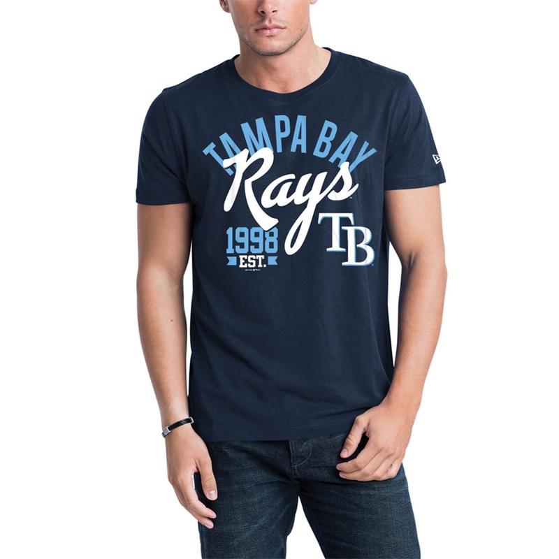 Men Tampa Bay Rays Navy Script Jersey T-Shirt