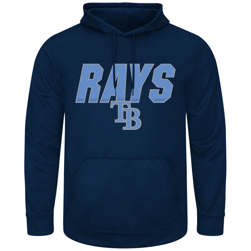 Men Tampa Bay Rays Navy Synthetic Fleece Pullover Hoodie