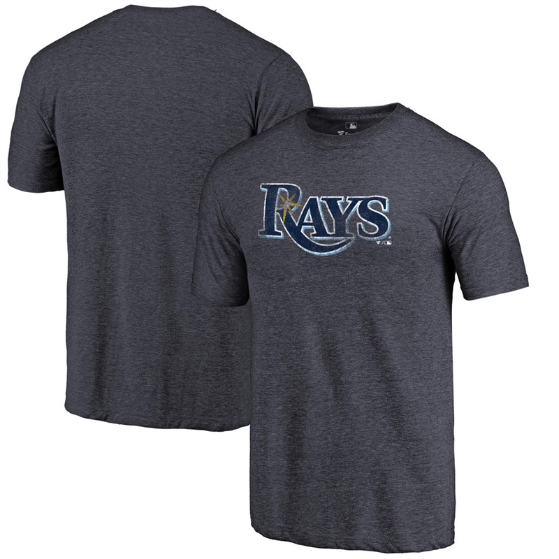 Men Tampa Bay Rays Tri-Blend Distressed Team Navy T-Shirt