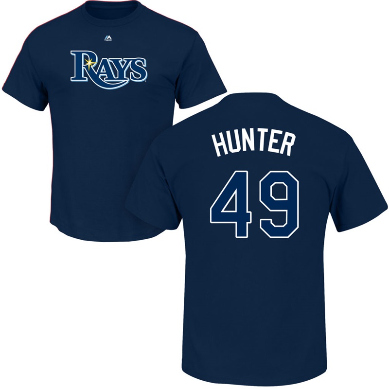 Men Tampa Bay Rays Tommy Hunter Roster #49 Navy Name & Number T-Shirt