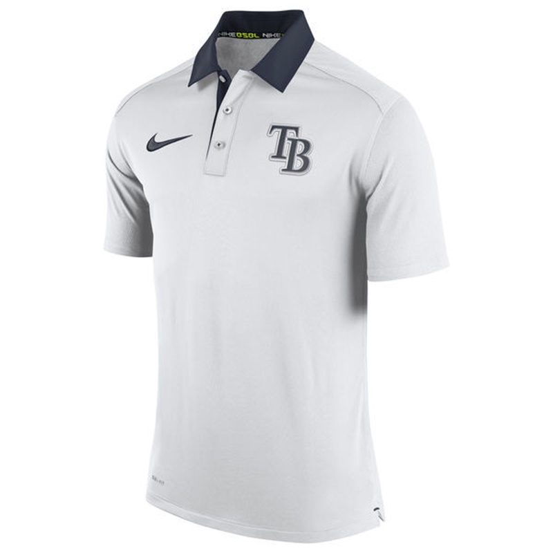 Men Tampa Bay Rays White Authentic Dri-FIT Elite Polo Shirt