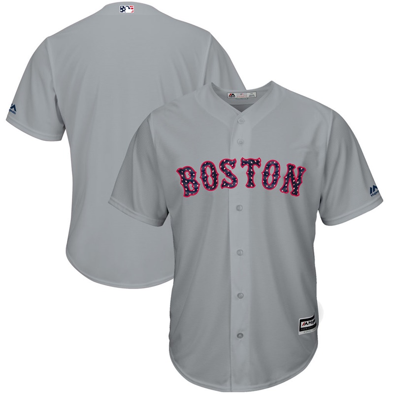 Men Boston Red Sox Independence Day Gray 2017 Stars & Stripes Cool Base Team Jersey