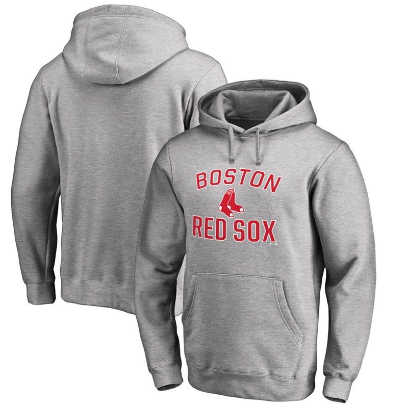 Men Boston Red Sox Heathered Gray Victory Arch Pullover Hoodie