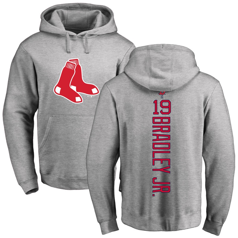 Men Boston Red Sox Jackie Bradley Jr. Gray Backer Pullover Hoodie