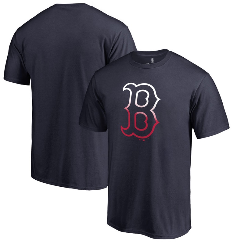 Men Boston Red Sox Navy Gradient Logo T-Shirt