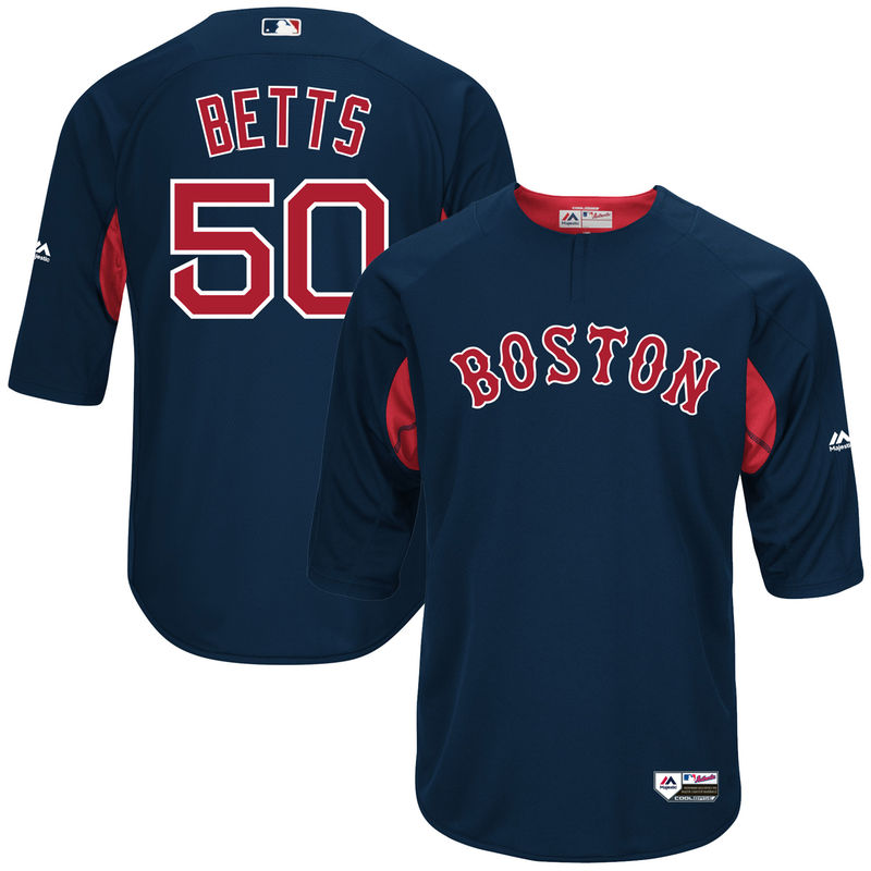 Men Boston Red Sox Mookie Betts On-Field 3/4-Sleeve Player Batting Practice Jersey -  Navy