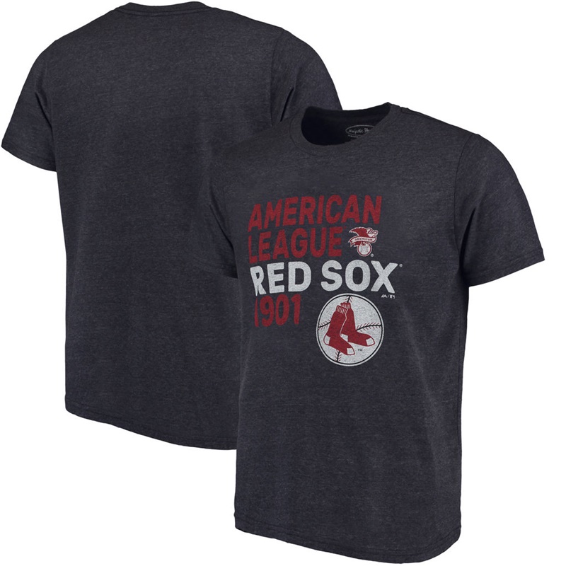 Men Boston Red Sox Navy Throwback Cooperstown Collection Tri-Blend T-Shirt