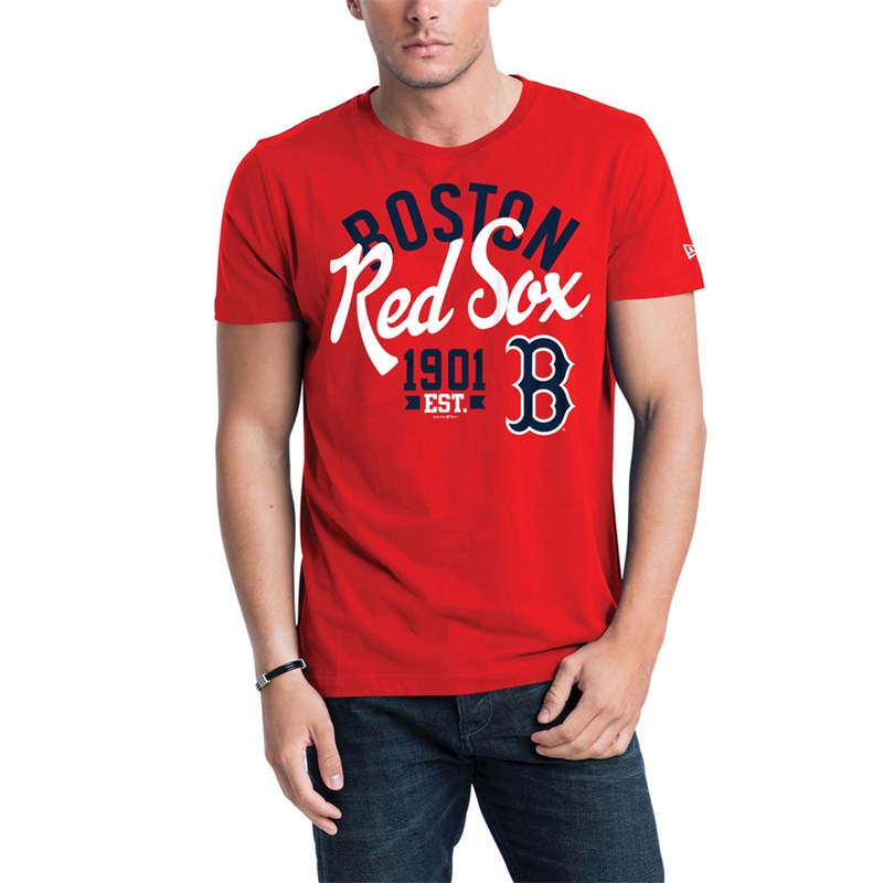 Men Boston Red Sox Red Script Jersey T-Shirt