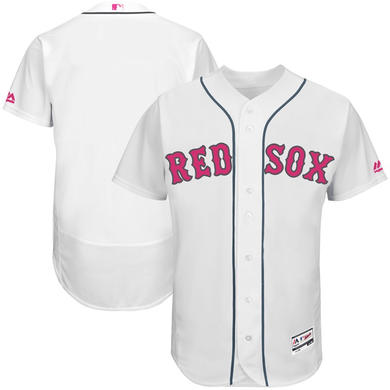 2017 Mother's Day Men Boston Red Sox White Flex Base Team Jersey