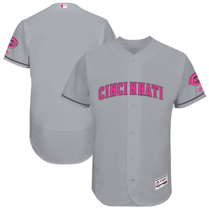 2017 Mother's Day Men Cincinnati Reds Gray Flex Base Team Jersey