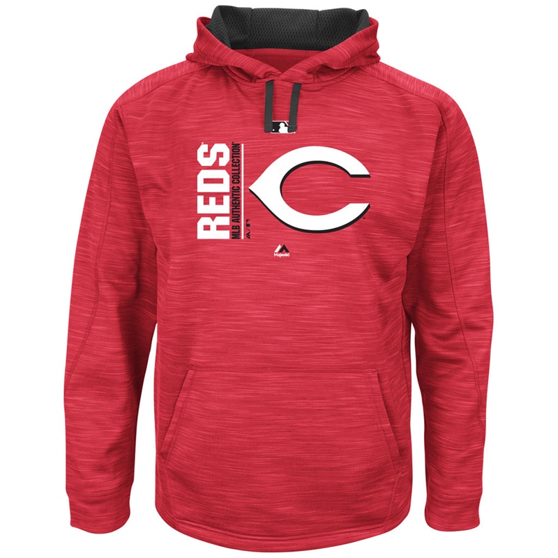 Men Cincinnati Reds Red Authentic Team Icon Streak Fleece Pullover Hoodie