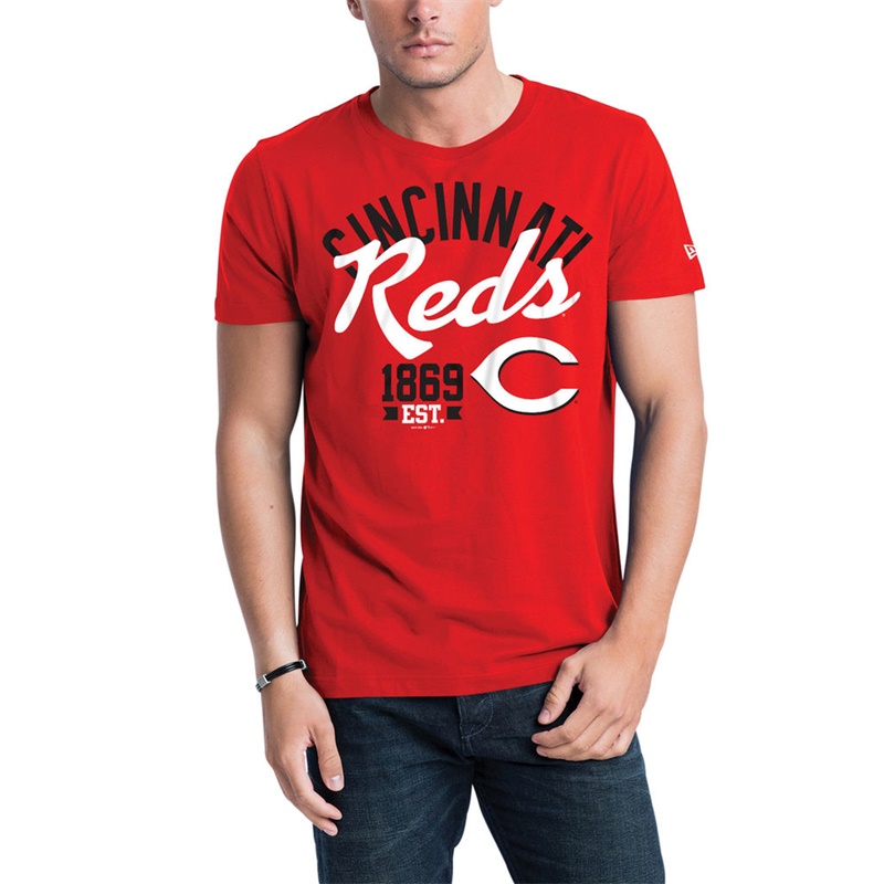 Men Cincinnati Reds Red Script Jersey T-Shirt