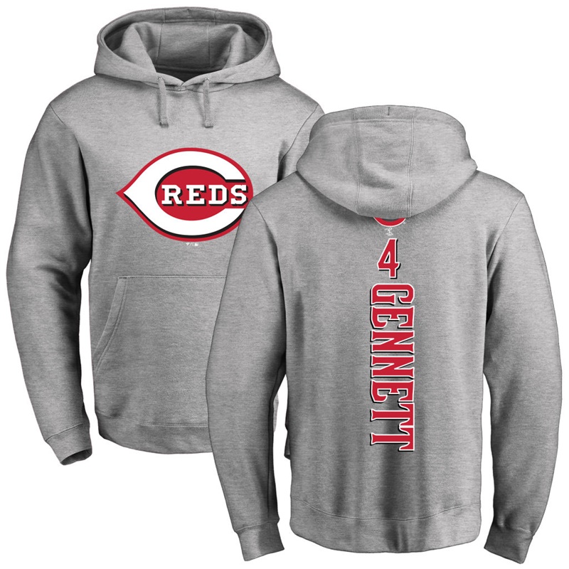 Men Cincinnati Reds Scooter Gennett Gray Backer Pullover Hoodie