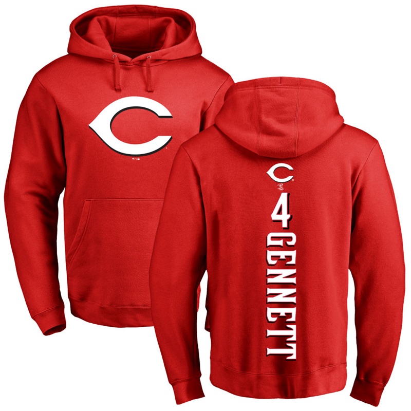 Men Cincinnati Reds Scooter Gennett Red Backer Pullover Hoodie