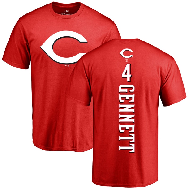 Men Cincinnati Reds Scooter Gennett Backer #4 Red Name & Number T-Shirt