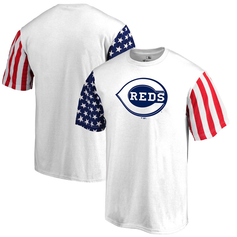 Cincinnati Reds White Stars & Stripes T-Shirt -  Men