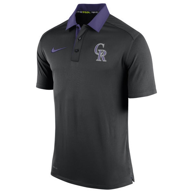 Men Colorado Rockies Black Authentic Dri-FIT Elite Polo Shirt