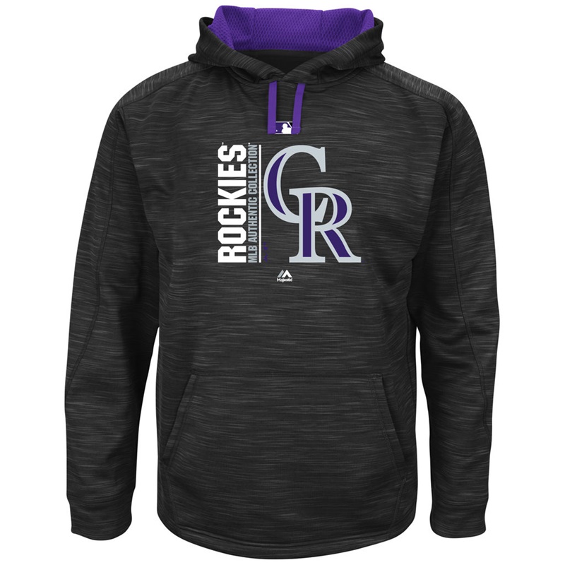 Men Colorado Rockies Black Authentic Team Icon Streak Fleece Pullover Hoodie