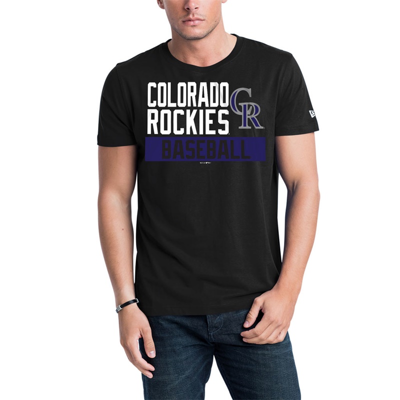 Men Colorado Rockies Black Bars Jersey T-Shirt