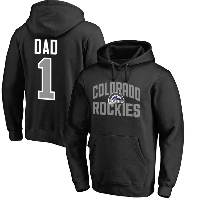 Men Colorado Rockies Black Father's Day Dad #1 Pullover Hoodie