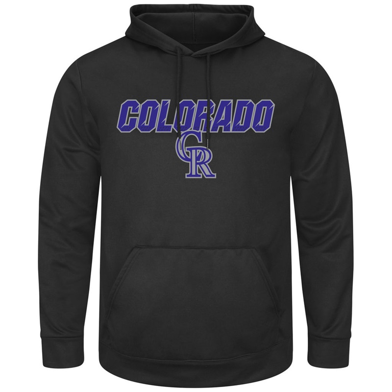 Men Colorado Rockies Black Synthetic Fleece Pullover Hoodie