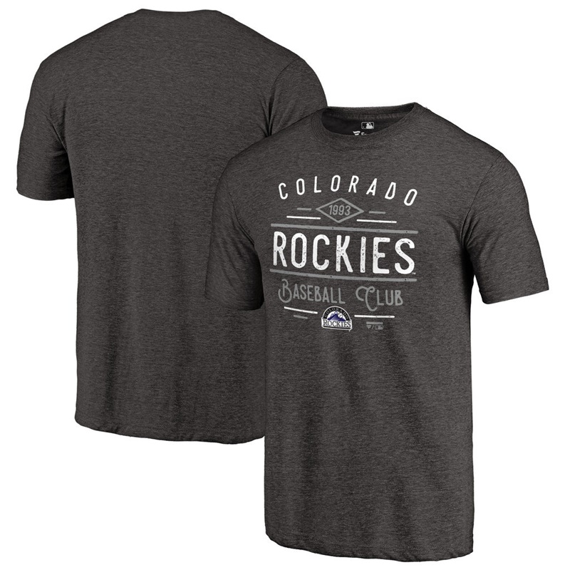 Colorado Rockies Black Tri-Blend Doubleday T-Shirt - Men