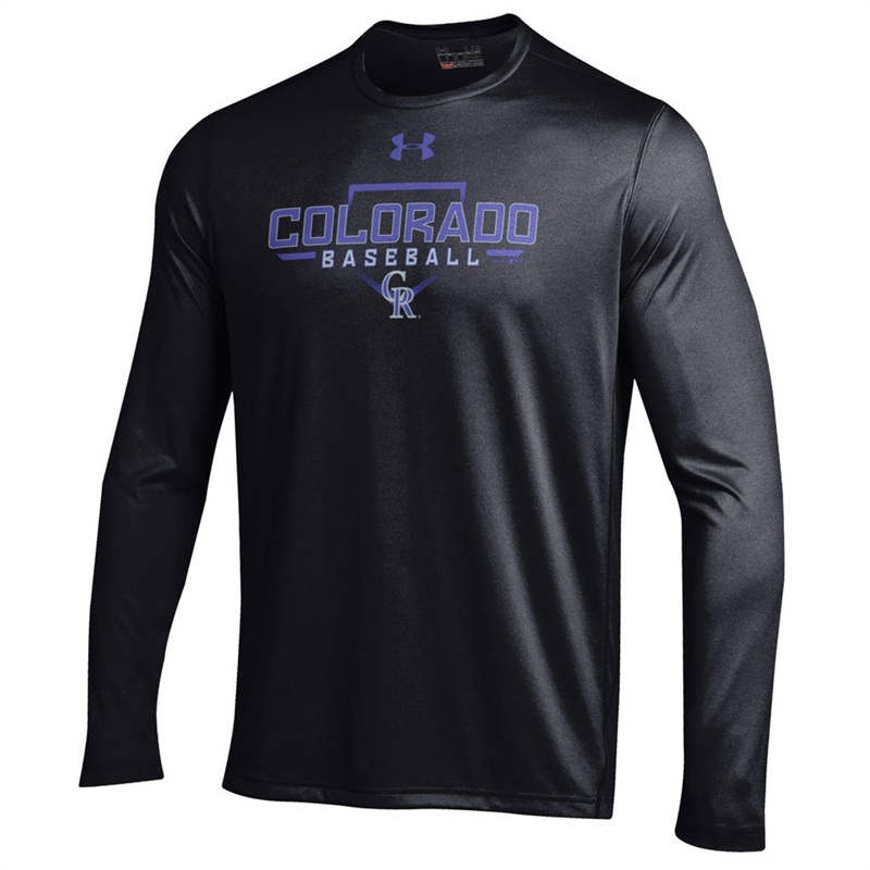 Men Colorado Rockies Under Armour Tech Long Sleeve Black T-Shirt