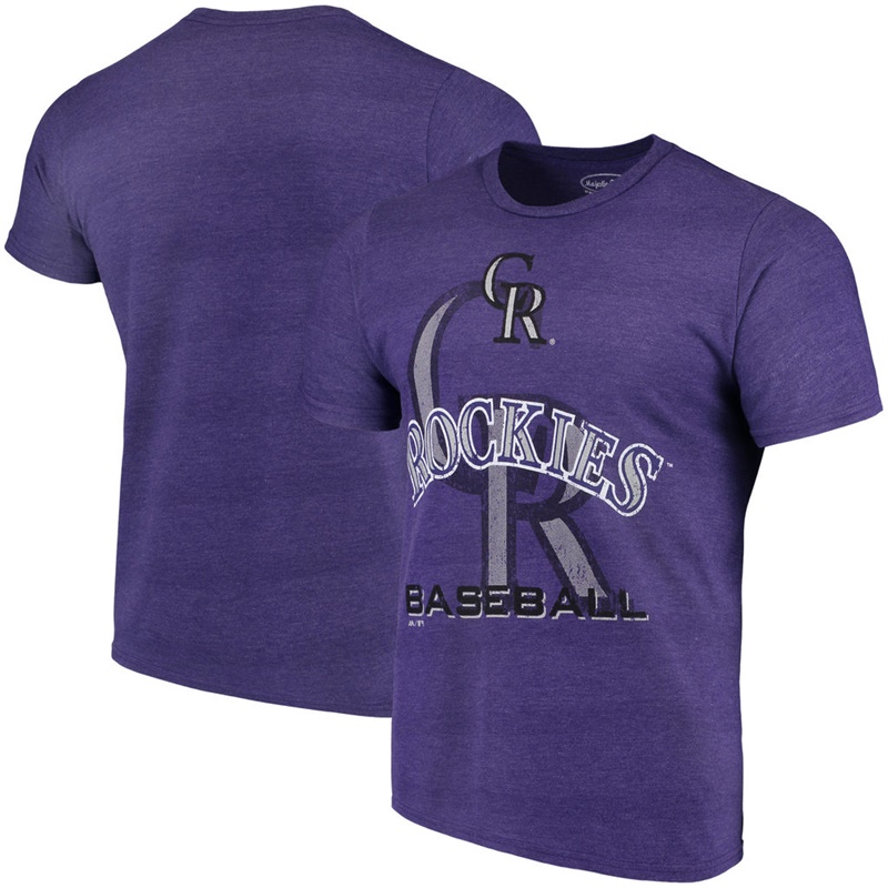 Men Colorado Rockies Purple Visionary Tri-Blend T-Shirt