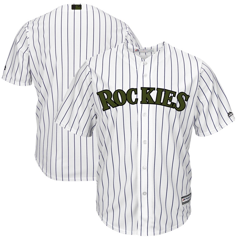 2017 Memorial Day Colorado Rockies Men White Cool Base Team Jersey