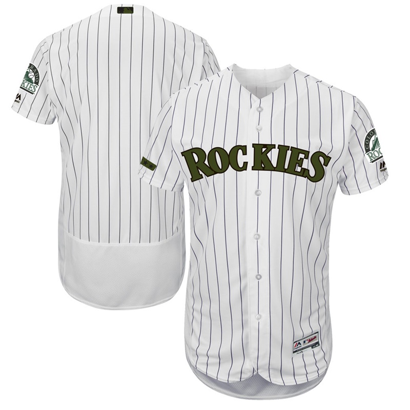 2017 Memorial Day Men Colorado Rockies White Flex Base Team Jersey