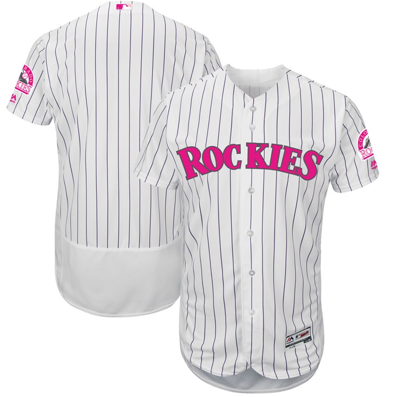 2017 Mother's Day Men Colorado Rockies White Flex Base Team Jersey