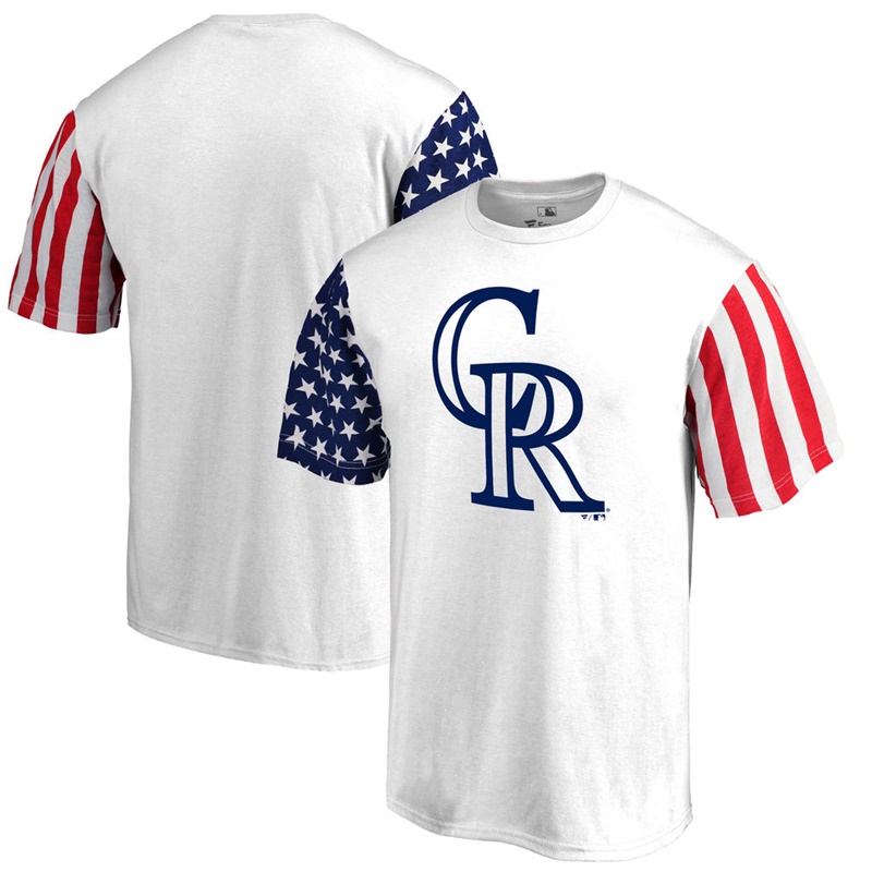 Colorado Rockies White Stars & Stripes T-Shirt -  Men