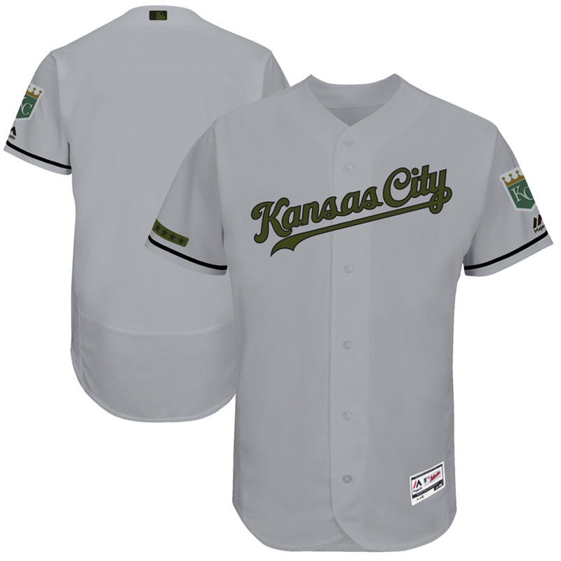 2017 Memorial Day Men Kansas City Royals Gray Flex Base Team Jersey