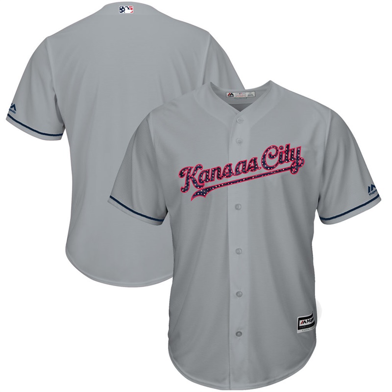 Men Kansas City Royals Independence Day Gray 2017 Stars & Stripes Cool Base Team Jersey