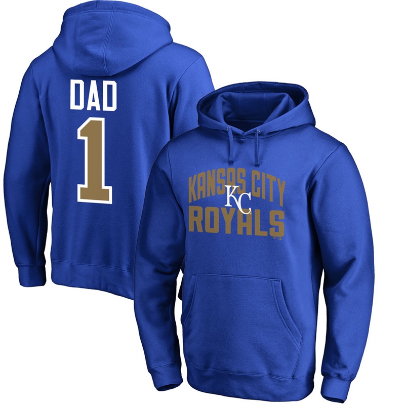 Men Kansas City Royals Royal Father's Day Dad #1 Pullover Hoodie