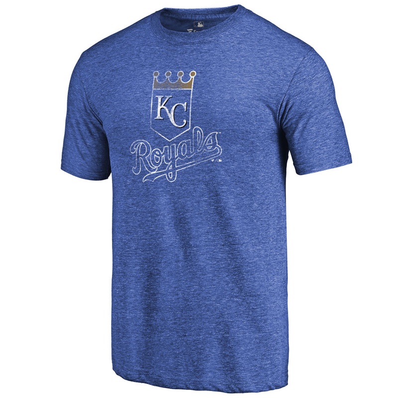 Men Kansas City Royals Tri-Blend Distressed Team Royal T-Shirt