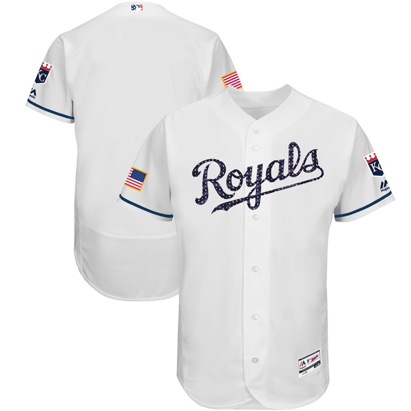 Independence Day Men Kansas City Royals White 2017 Stars & Stripes Flex Base Team Jersey