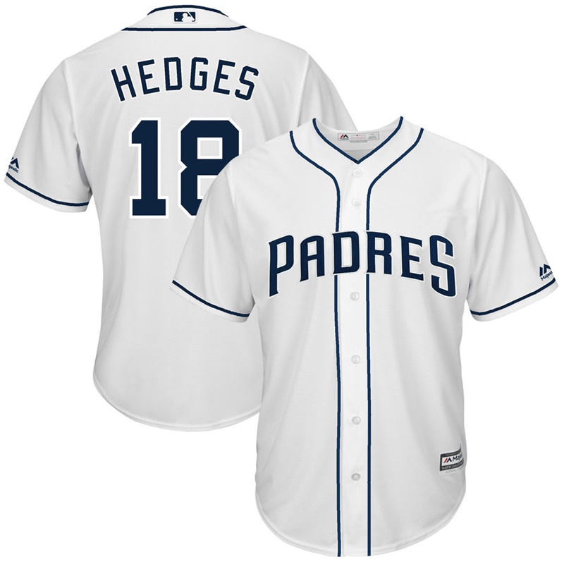 Men Austin Hedges #18 San Diego Padres Home White Cool Base Jersey