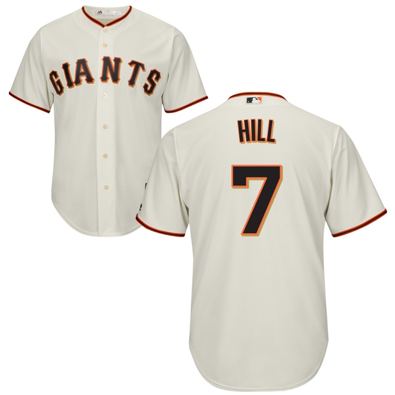 Men San Francisco Giants #7 Aaron Hill Home Cream Cool Base Jersey