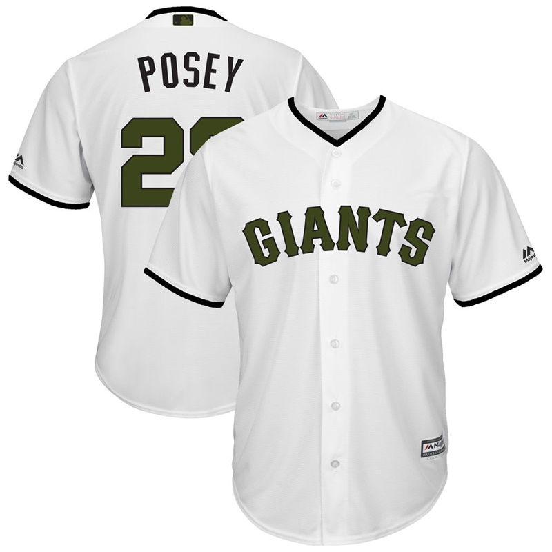 Men 2017 Memorial Day San Francisco Giants #28 Buster Posey White Cool Base Jersey