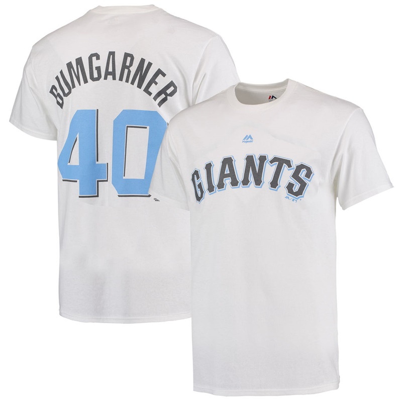 Men San Francisco Giants Madison Bumgarner #40 White Father's Day Name & Number T-Shirt