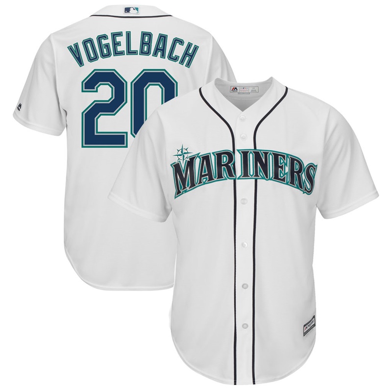 Men Dan Vogelbach #20 Seattle Mariners Replica Home White Cool Base Jersey