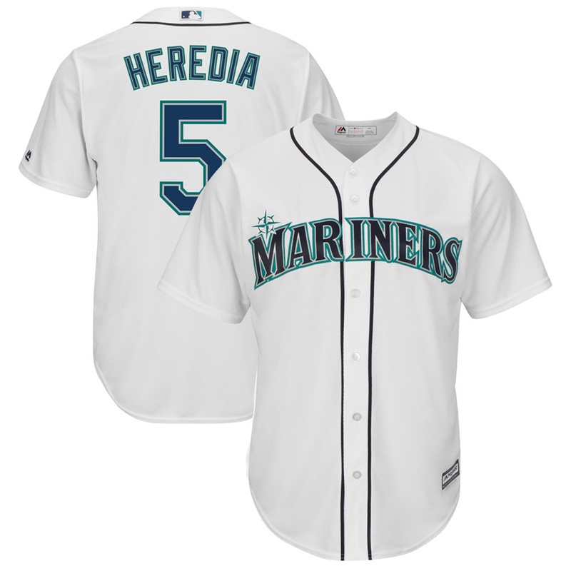 Men Guillermo Heredia #5 Seattle Mariners Replica Home White Cool Base Jersey